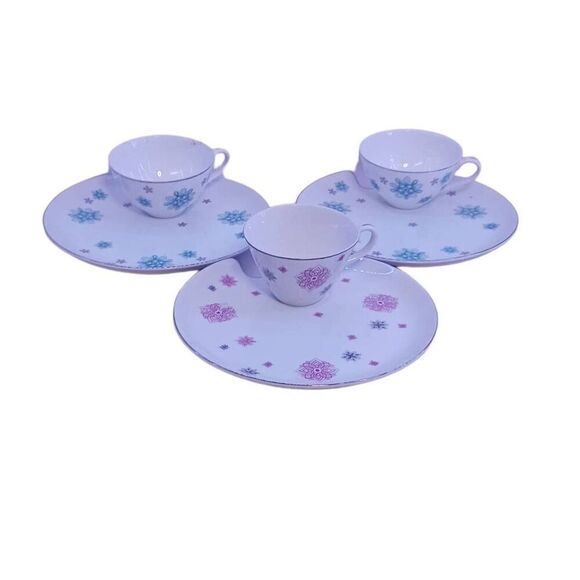 Snack Plates Shafford Japan VTG MCM Atomic Starburst Cup Snowflake Set - Picture 13 of 13